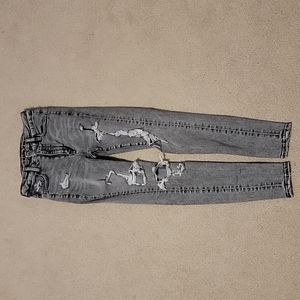 American Eagle size 2 short grey distressed denim high rise jeggings